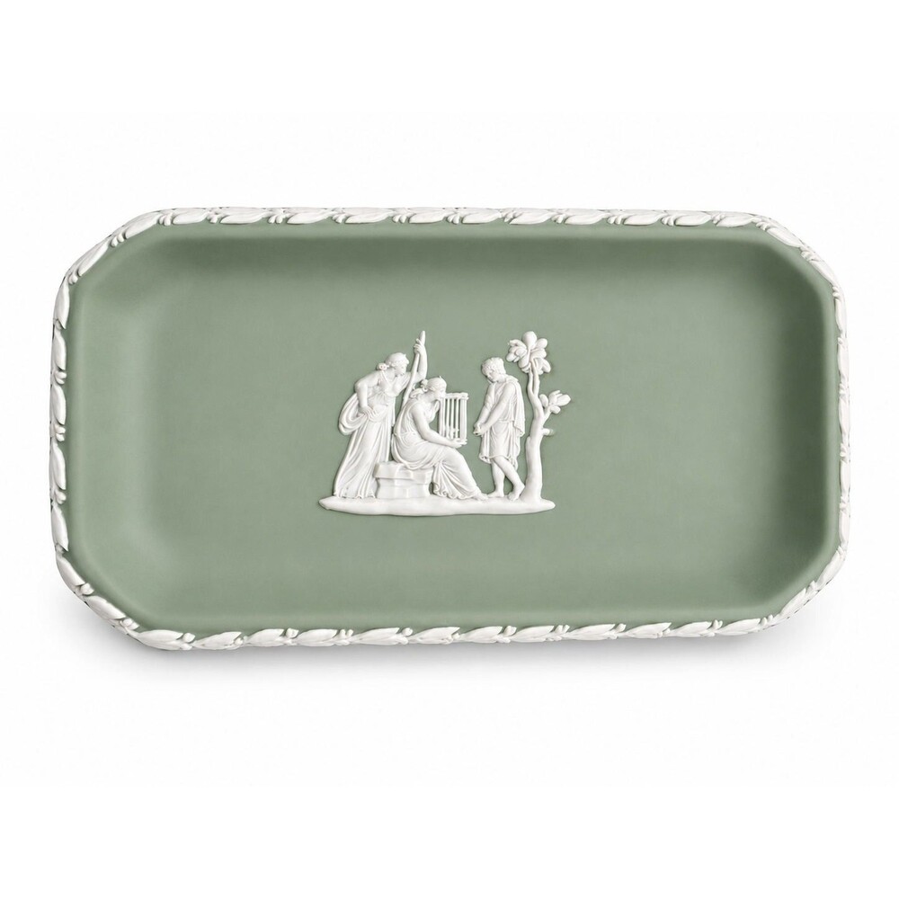 Wedgwood Jasperware Trinket Tray Sage Green Jewelry Tray Ring Dish